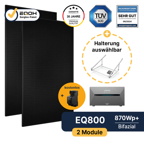 EQ800 Komplettpaket (870Wp+) inkl. Solarbank 2 Plus (1,6kWh)