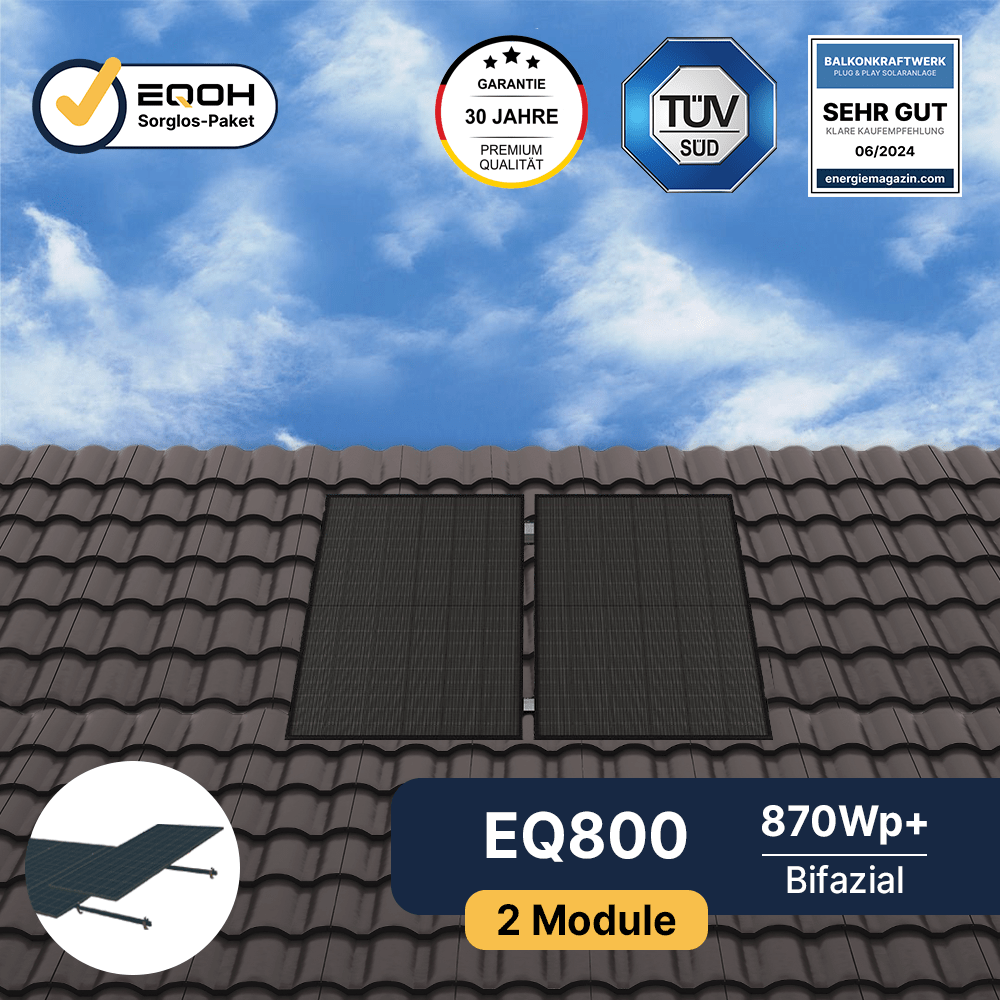 EQ800 Ziegel-Schrägdach Komplettpaket Bifazial (870Wp+)